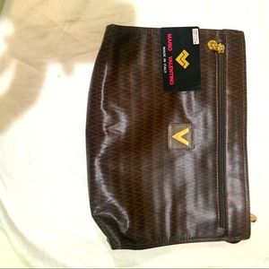 Vintage Mario Valentino Brown Gold clutch Bag in good condition